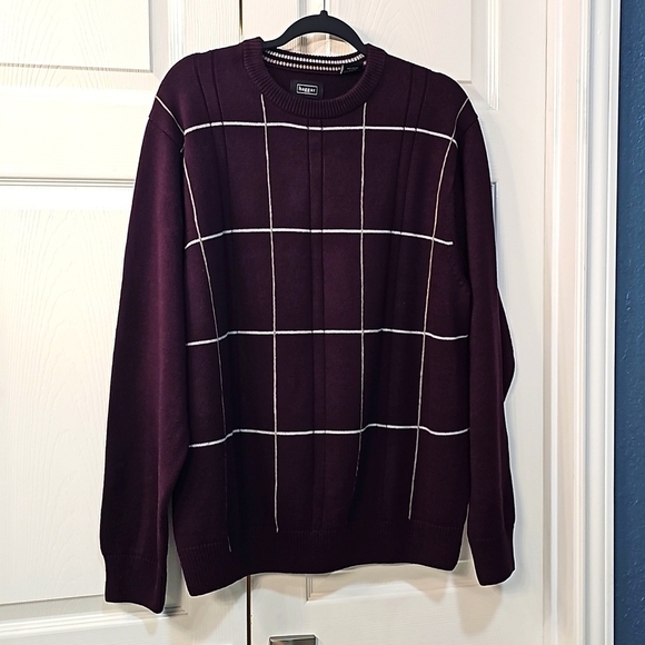 Haggar crew neck Sweater in purple w white Stripes. Excellent shape Large - Picture 7 of 8